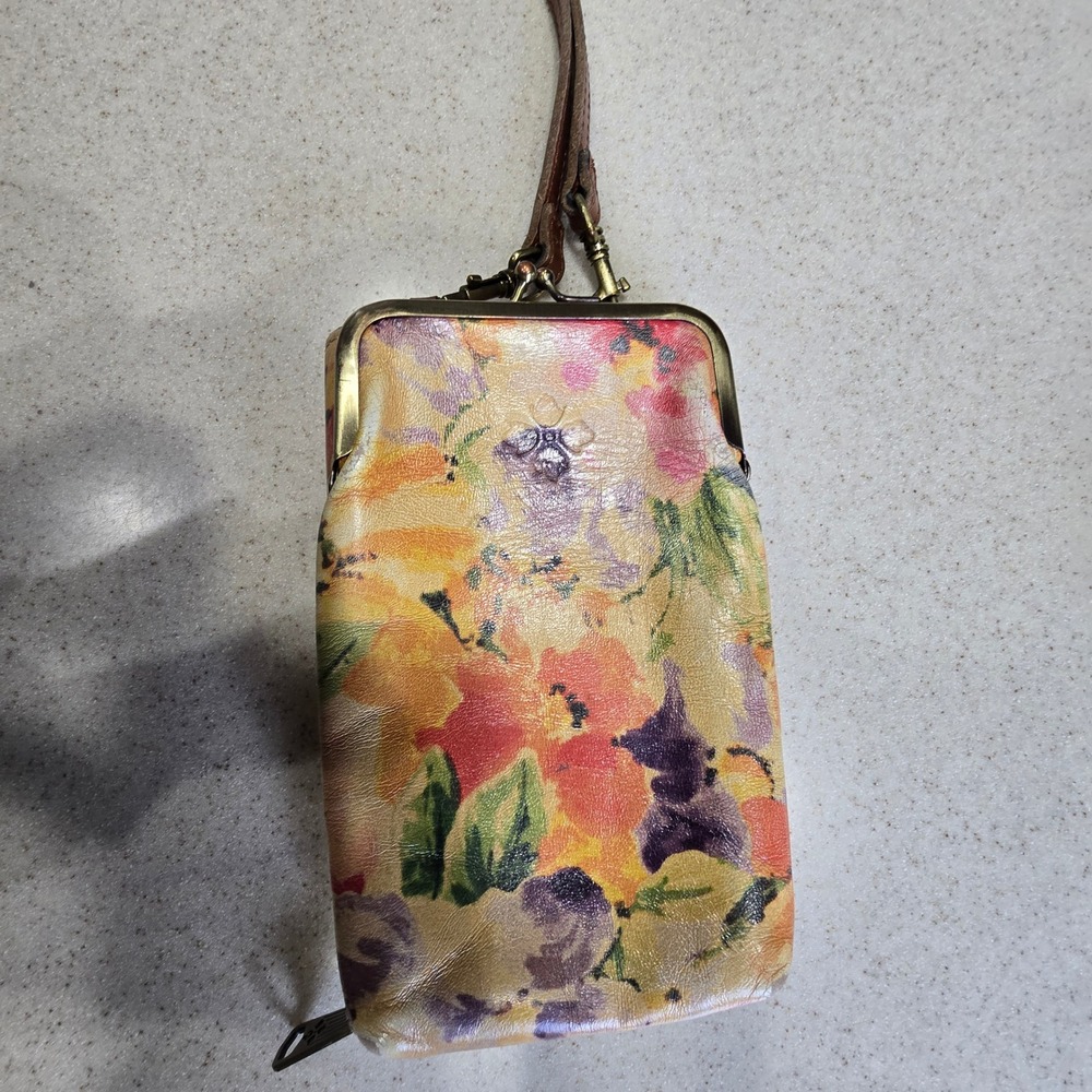 Patricia Nash Floral Leather Crossbody Wallet Bag Kiss Lock Phone Case Purse - Picture 2 of 16